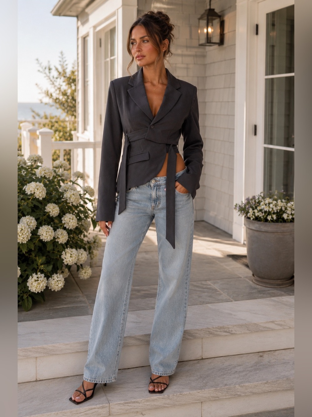 OUTCAST Riviera Asymmetrical Charcoal Blazer NWT Size Small